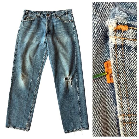 VTG Relaxed Fit 550 RARE Orange Tab High Rise Waisted Mom Student Jean - Picture 1 of 16
